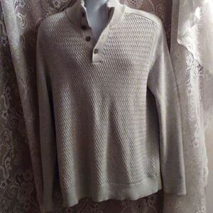 Banana Republic Men's L light Gray Pullover Cotton Mix Classic Cabincore Sweater